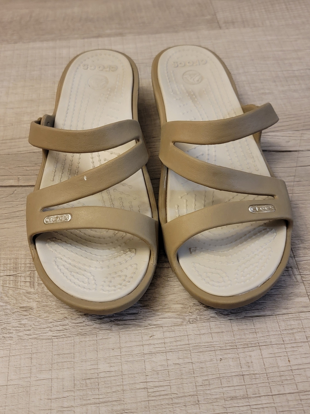 Crocs Women's Tan Slip-On Sandals - Comfortable Everyday Slides
